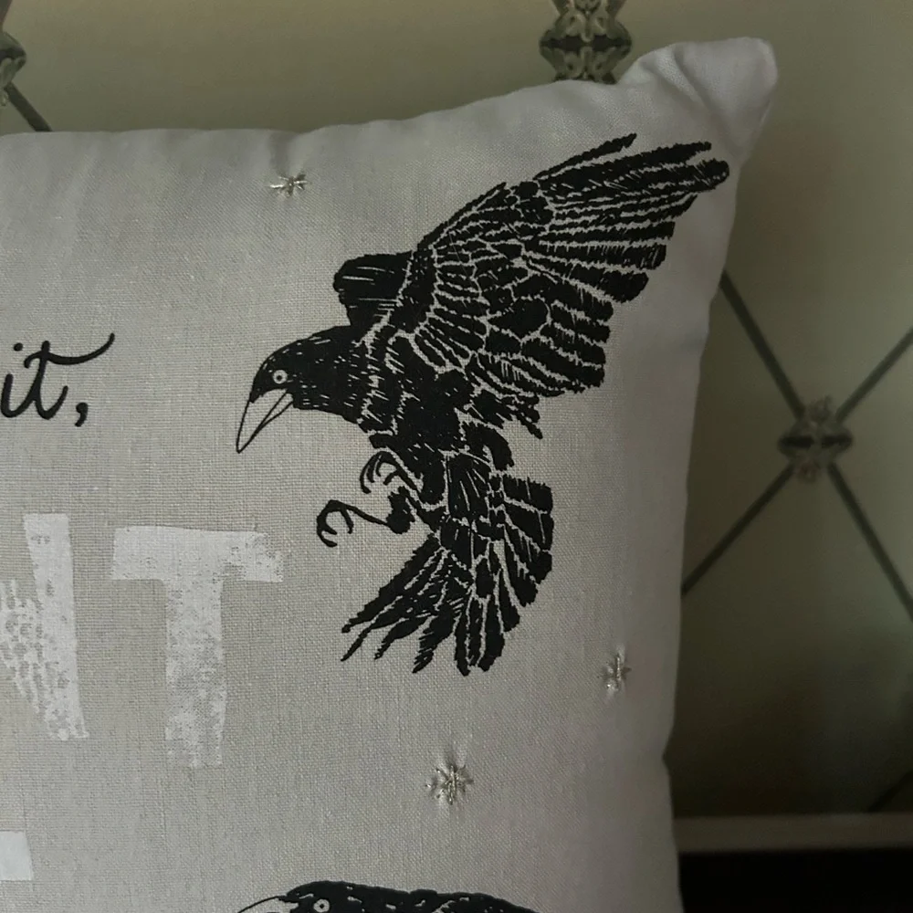 Pottery Barn Gray Halloween Throw Pillow. EUC